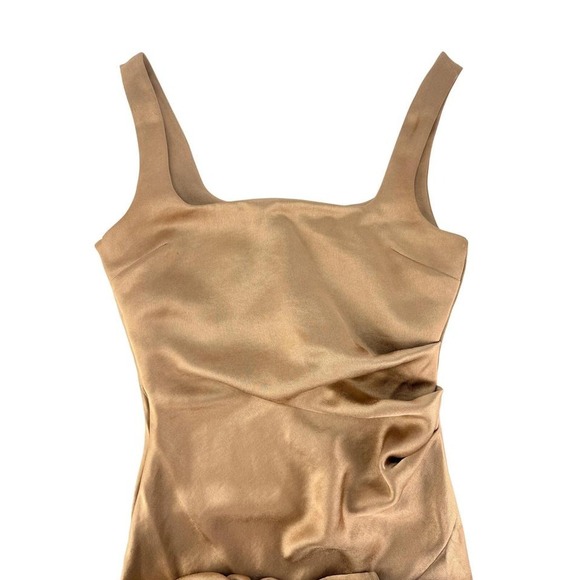 Bec & Bridge The Dreamer Square Neck Satin Maxi Gold Champagne Dress Size US 4 - Picture 4 of 8